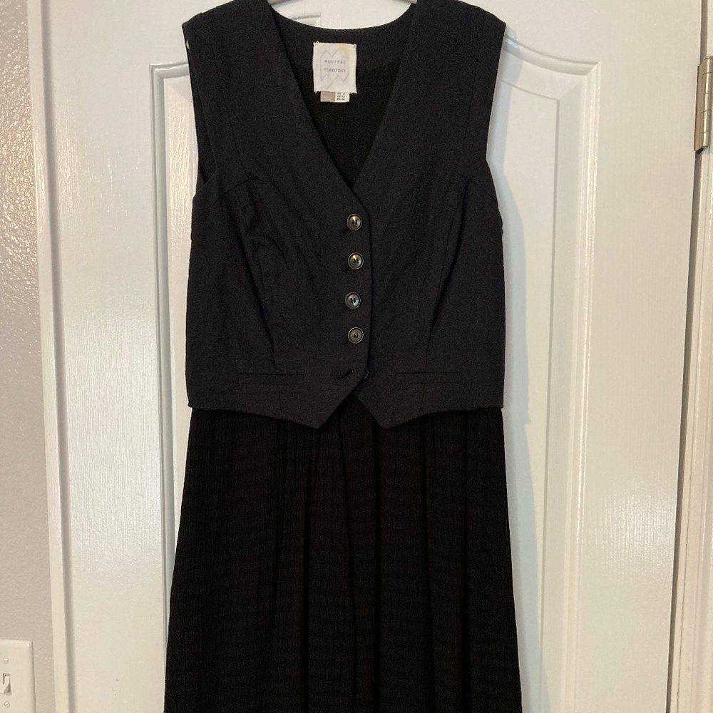 Black vest and skirt dress